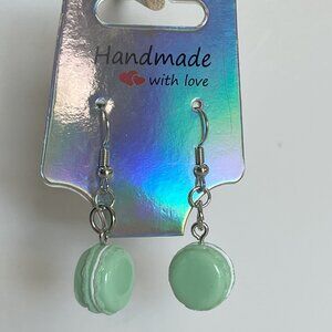 Pastel Mint Green Macaron-Shaped Dangle Earrings